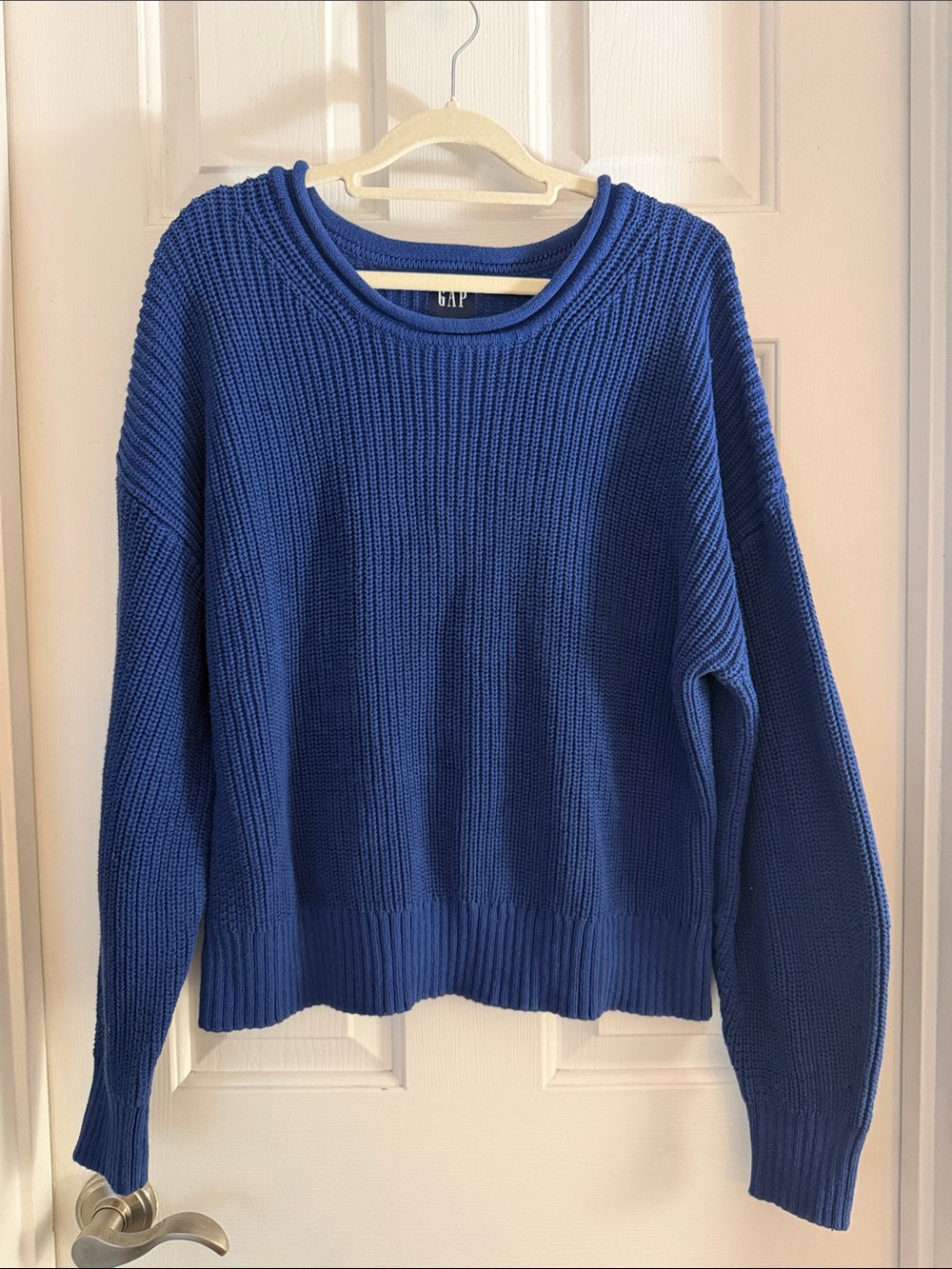 GAP Women's Ribbed roll neck Crewneck Sweater in Royal Blue large